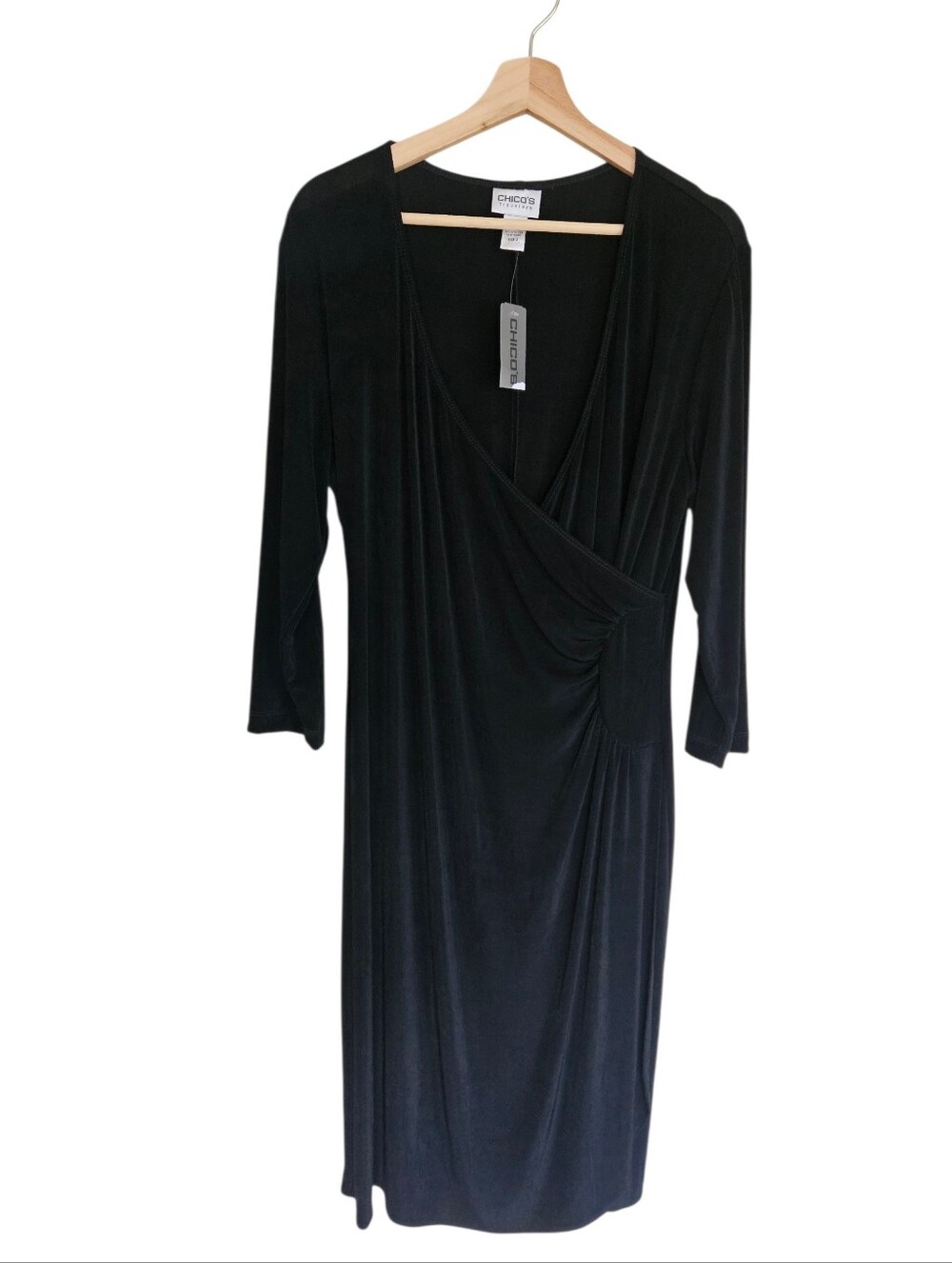 Chico's Large New Black Fitted Dress Minimalist Career